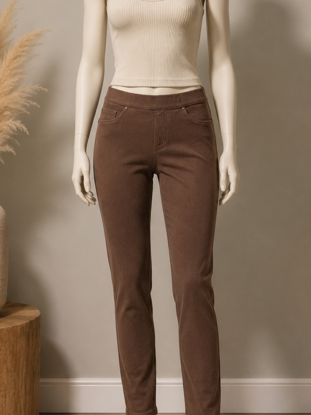 Slim High-Waist Brown Stretch Y2K Jegging Pants